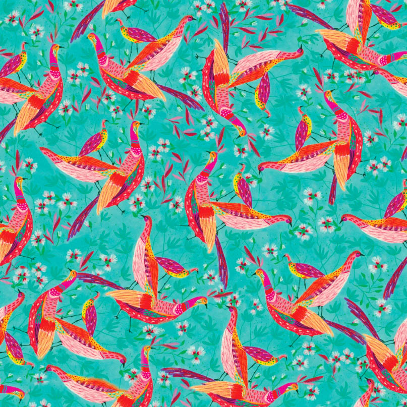 Viscose met Birds 'Roeqiya'